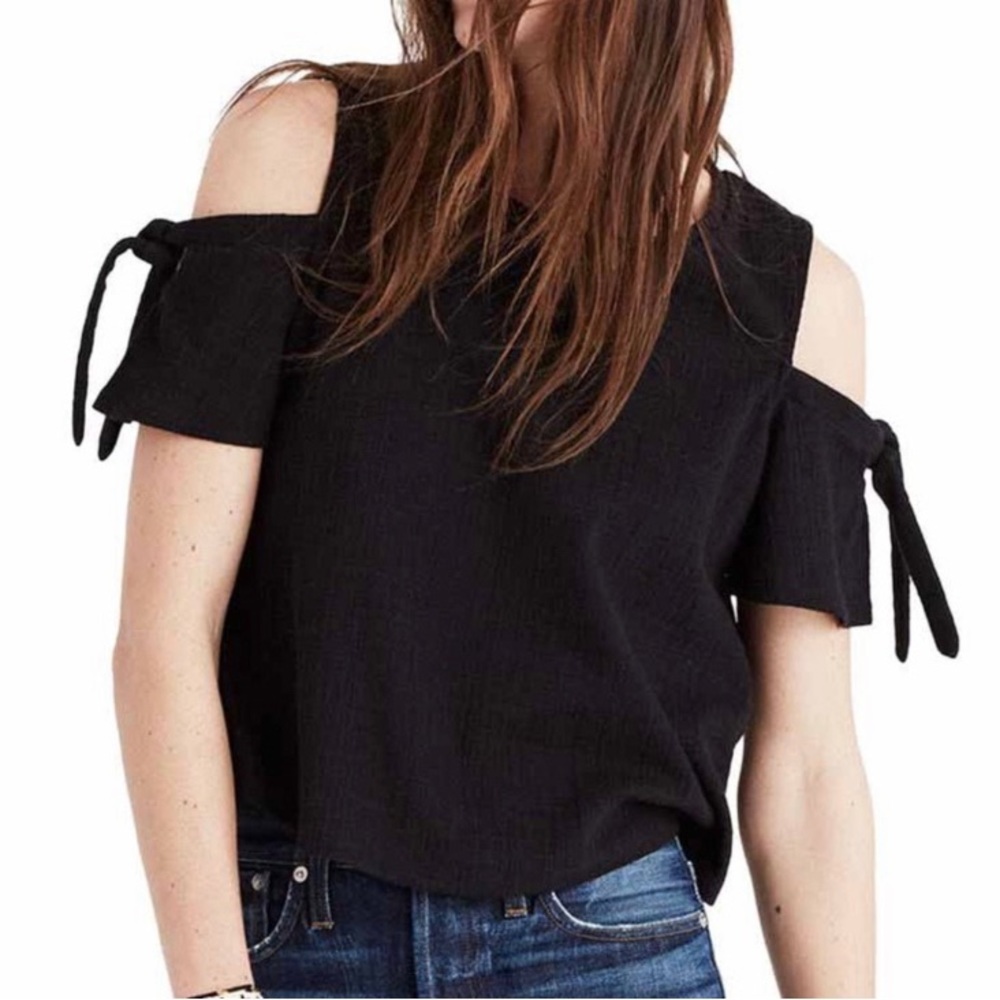 Madewell skylark cold shoulder black top small